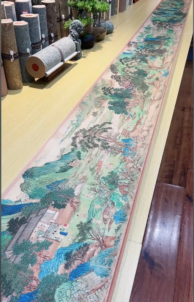 明仇英桃花源图卷纸本山水583.4x33cm-波士顿