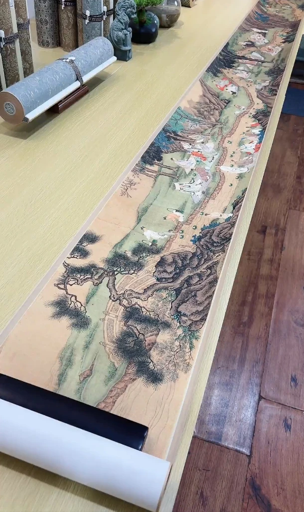 清樊圻兰亭修禊图 纸本 山水28.2x690.62cm-CJ克利夫兰艺术博物馆