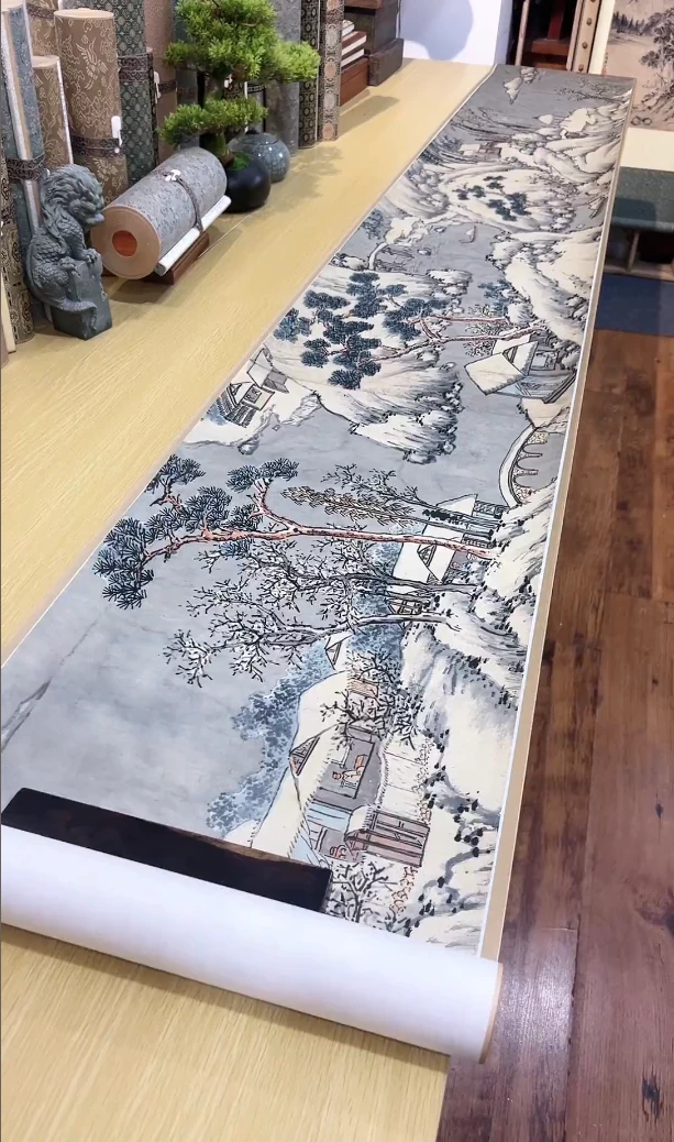 明 沈周 山水并题卷 纸本 山水40.2X577.6cm -CJ 台北故宫