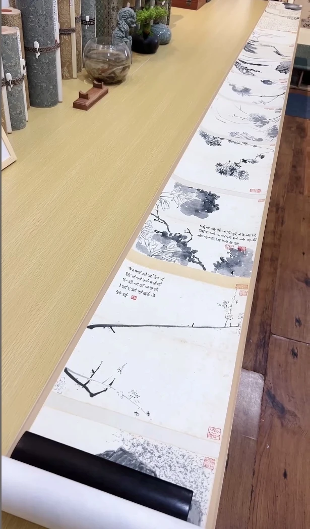 清朱耷传綮写生册15开(合集卷)纸本花502.82x24.6cm-0J台北故宫