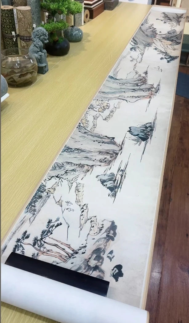 明陈道复落华烟云山水图卷(落笔烟云)纸本山水856.95x32.75cm-CJ