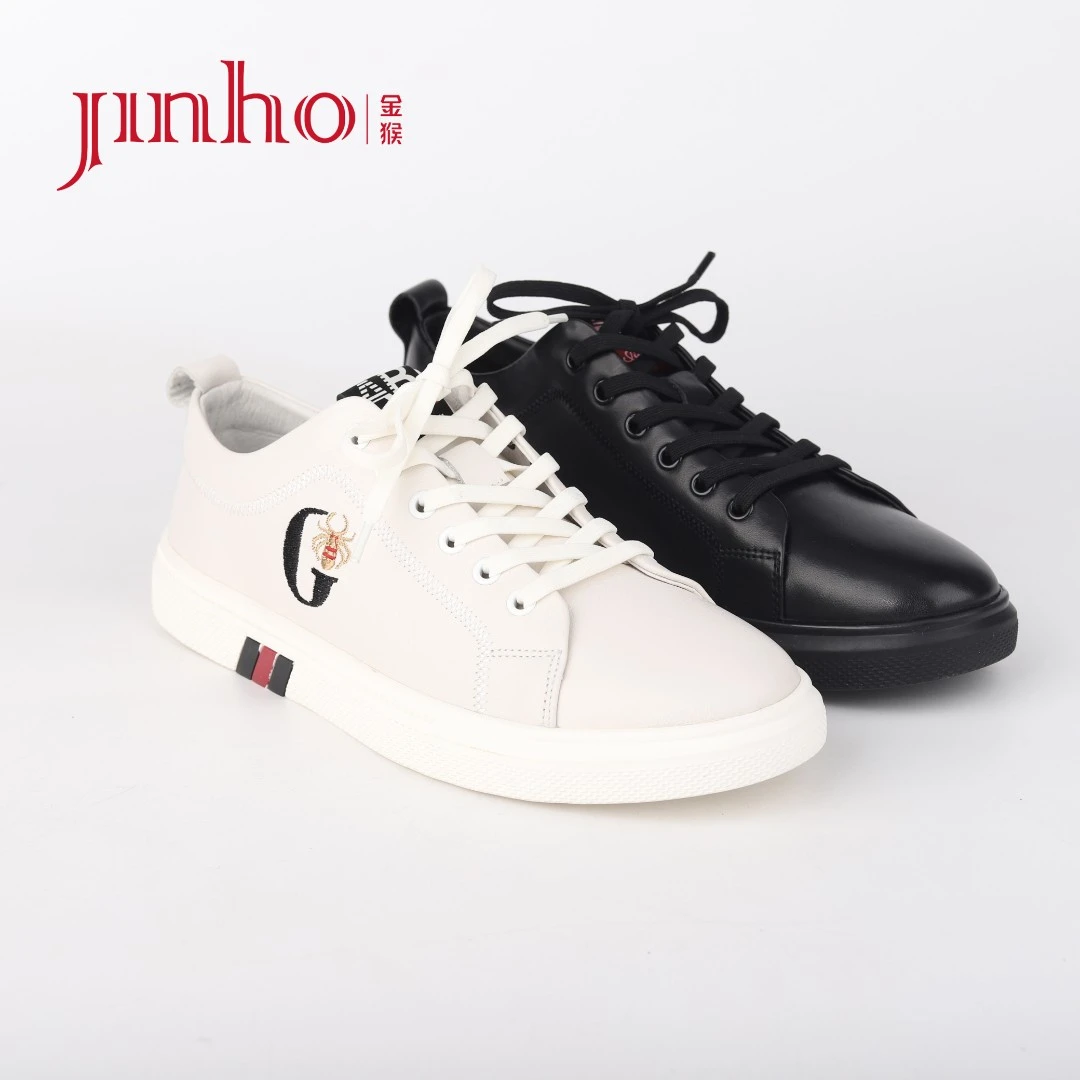 Jinho/金猴系带时尚真皮平底休闲男皮鞋舒适透气男单鞋，270450AC