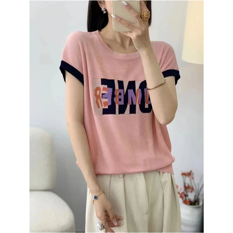 【线下同款】-高定版 100%莱赛尔纤维 字母气质女短袖夏季薄款休闲