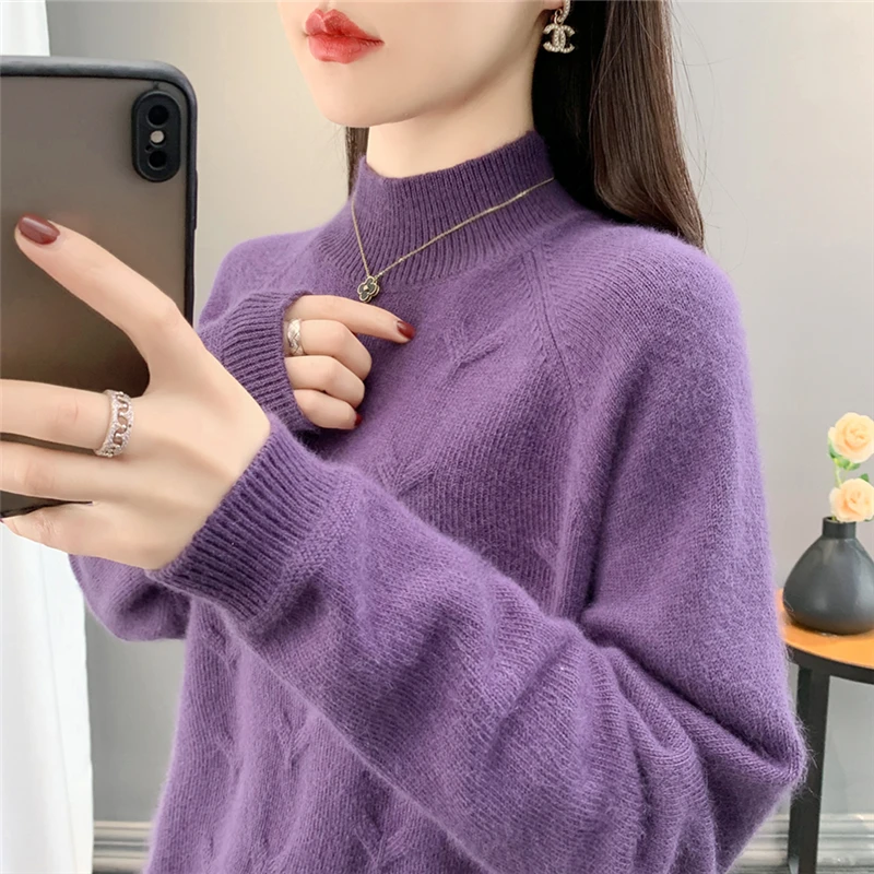 女半高领打底衫长袖纯色加厚保暖秋冬针织衫时尚A33