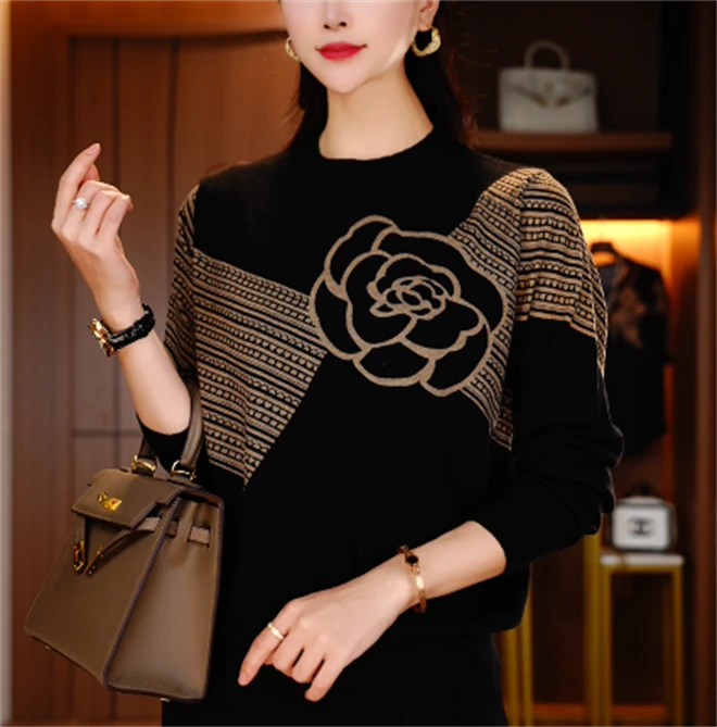 诺诗 秋冬保暖毛衣抗起球高端显瘦百搭减龄气质时尚套头V24Q1026