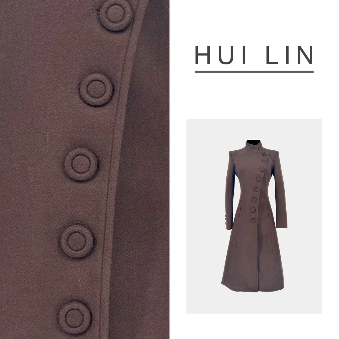 【冬款现货】显瘦气质时尚长袖赫本风中长款大衣【24731】