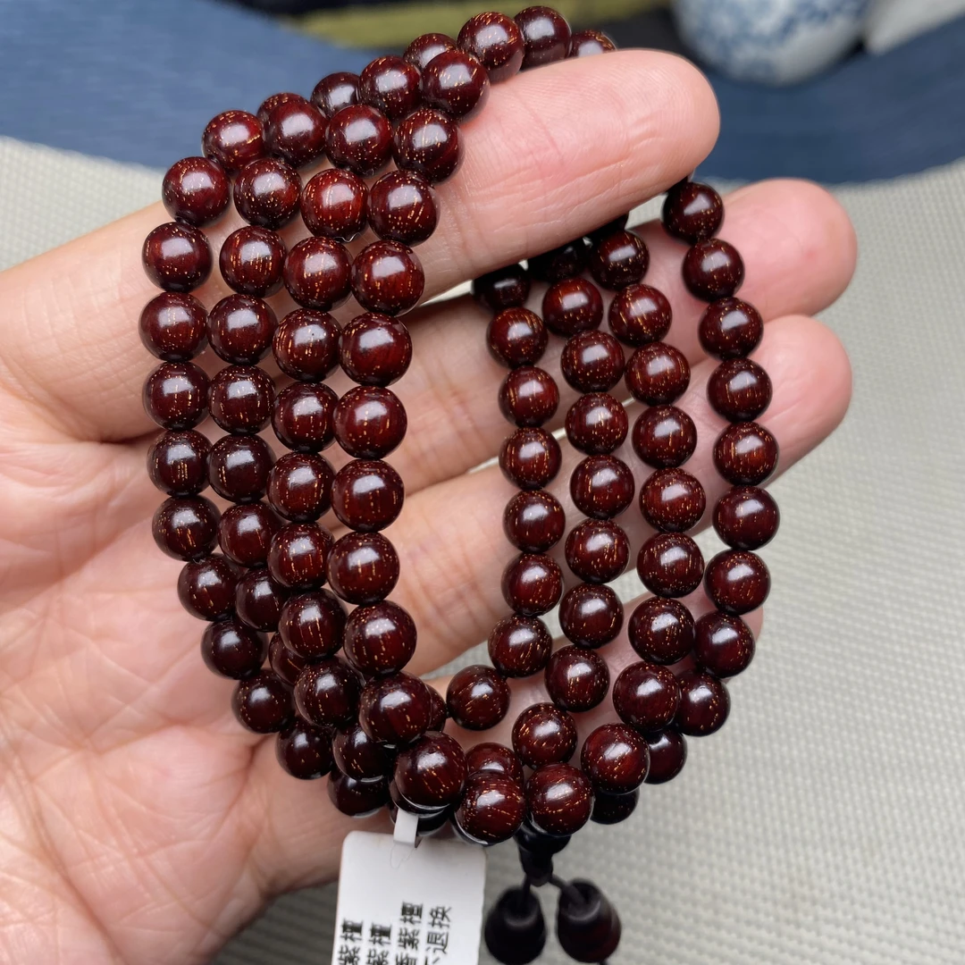 印度小叶紫檀0.6cm大爆金星多圈叠戴精品文玩手串佛珠念珠