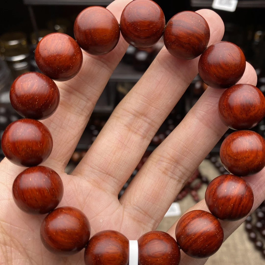 原汁原味1.5cm5星泥料细金星小爆满金星小叶紫檀文玩手串佛珠念珠