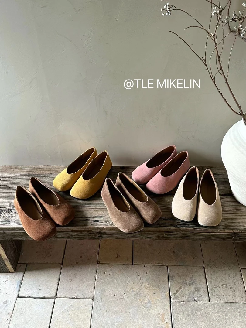 2024秋季新款复古一脚蹬真皮奶奶鞋平底百搭豆豆鞋单鞋女鞋子