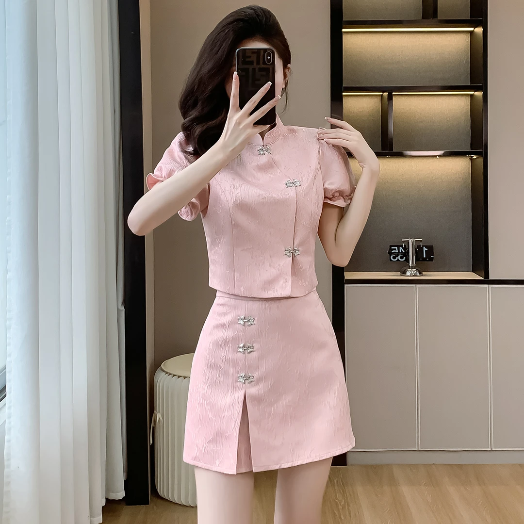 2024新中式国风高端女装两件套连衣裙高级感显瘦气质洋气套装