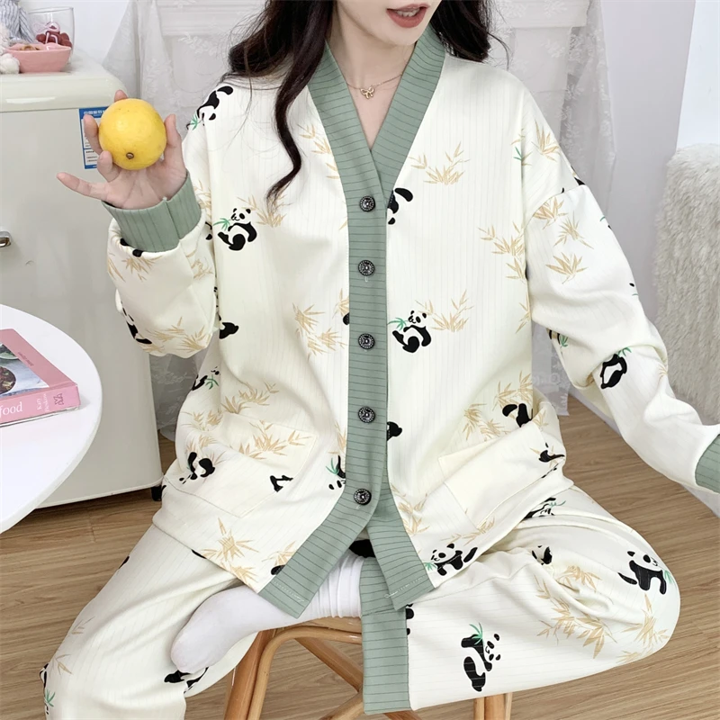 特大加肥300斤睡衣女套装春秋产妇透气吸汗胖MM宽松显瘦薄家居服
