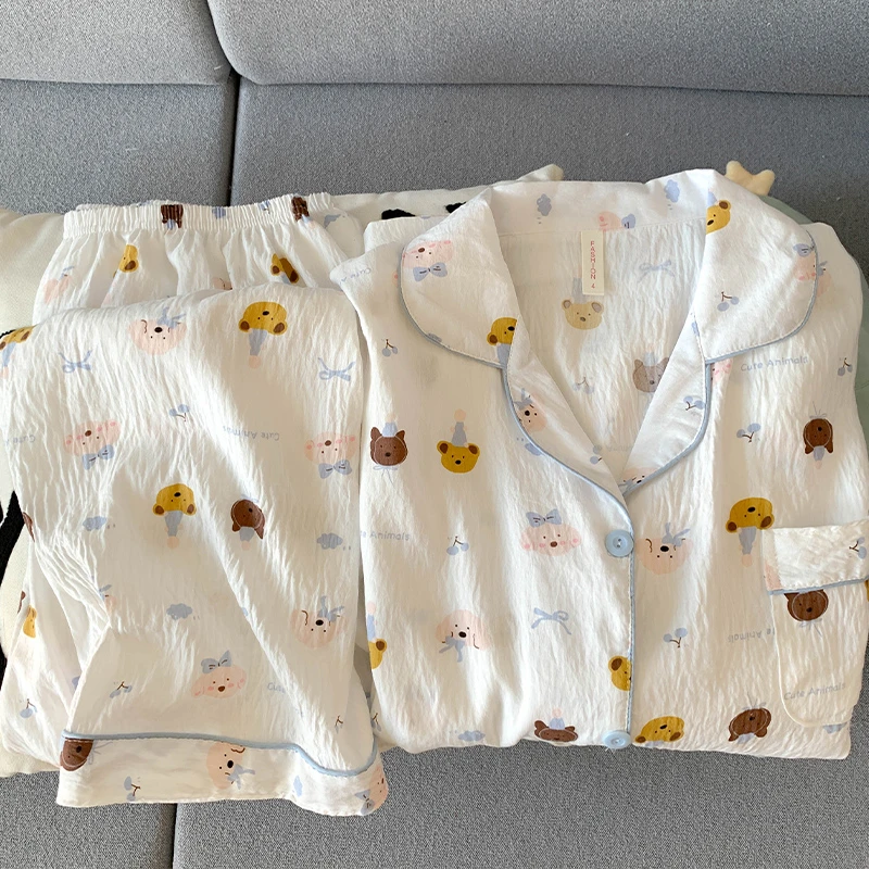 加大码250斤睡衣女秋季薄款透气长袖长裤胖mm穿搭女士家居服套装