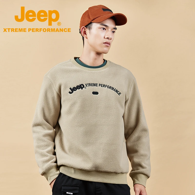JEEP/吉普男式运动保暖索罗纳炽芯加厚抓绒卫衣J232094214秋冬