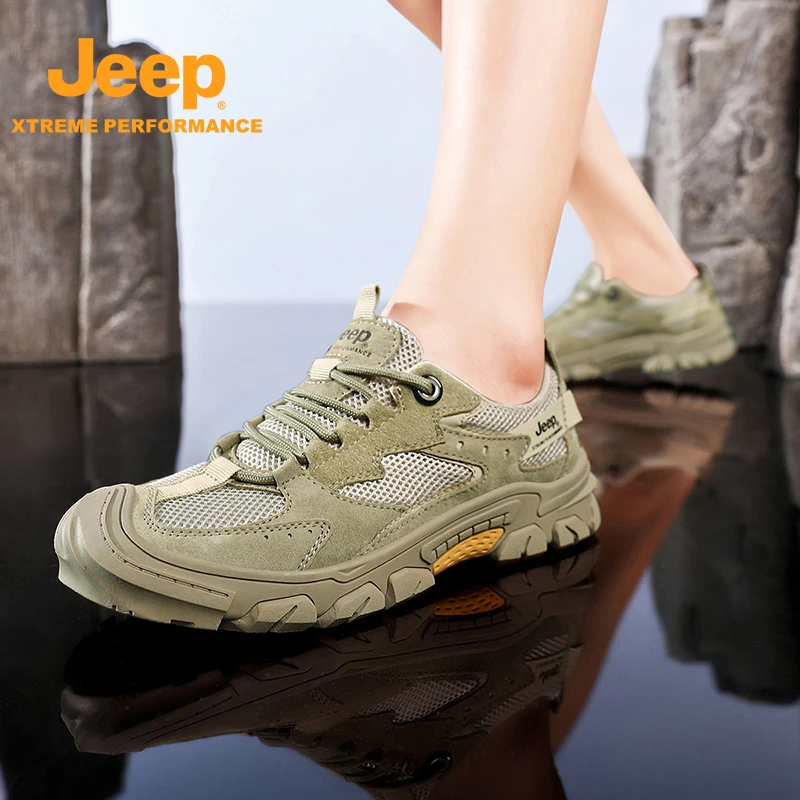 JEEP/吉普户外徒步鞋情侣款包头防撞舒适轻便透气防滑休闲运动鞋