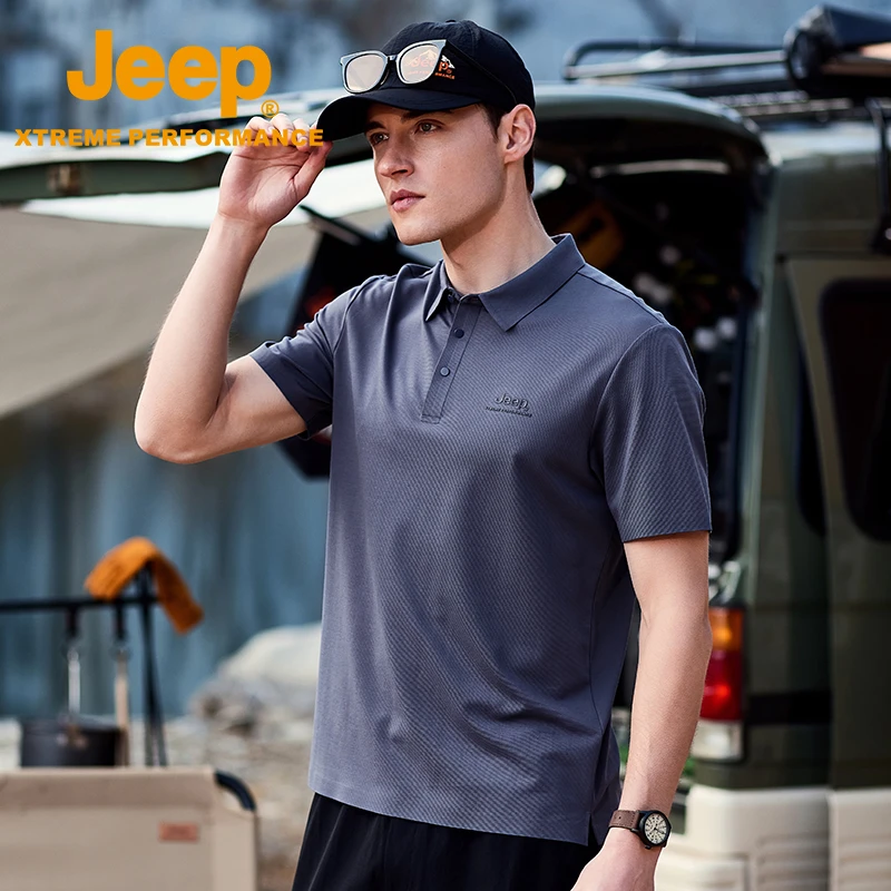 JEEP/吉普户外运动POLO衫男天然兰精莫代尔透气舒适自然亲肤短袖