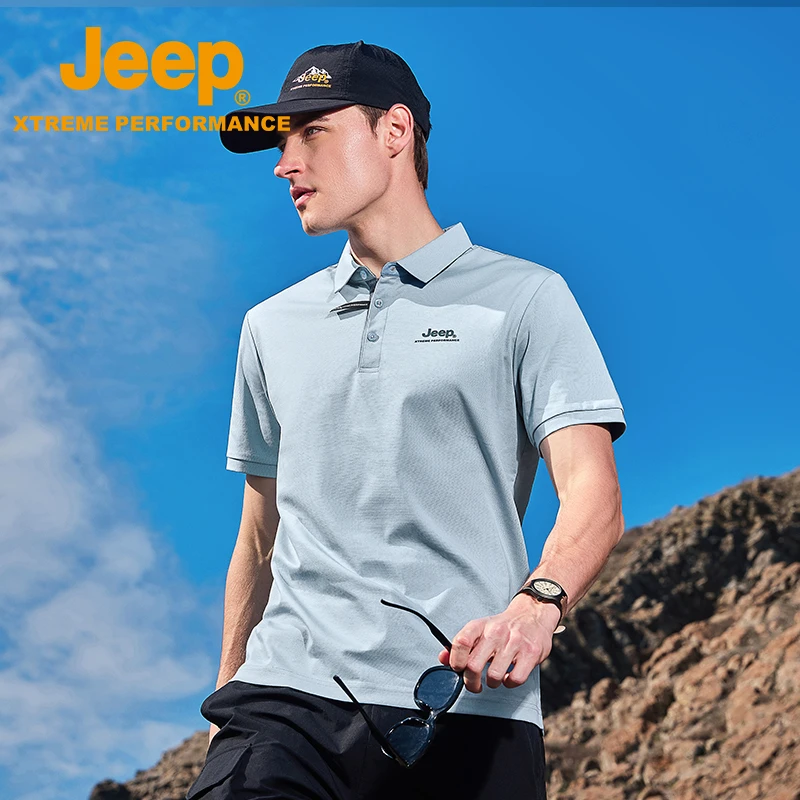 JEEP/吉普商务休闲Polo衫男士透气亲肤防晒运动短袖简约百搭男装