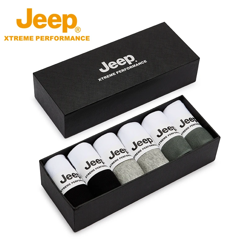jeep/吉普 棉袜中袜男女同款透气防臭中筒商务盒装吸汗男士春夏袜