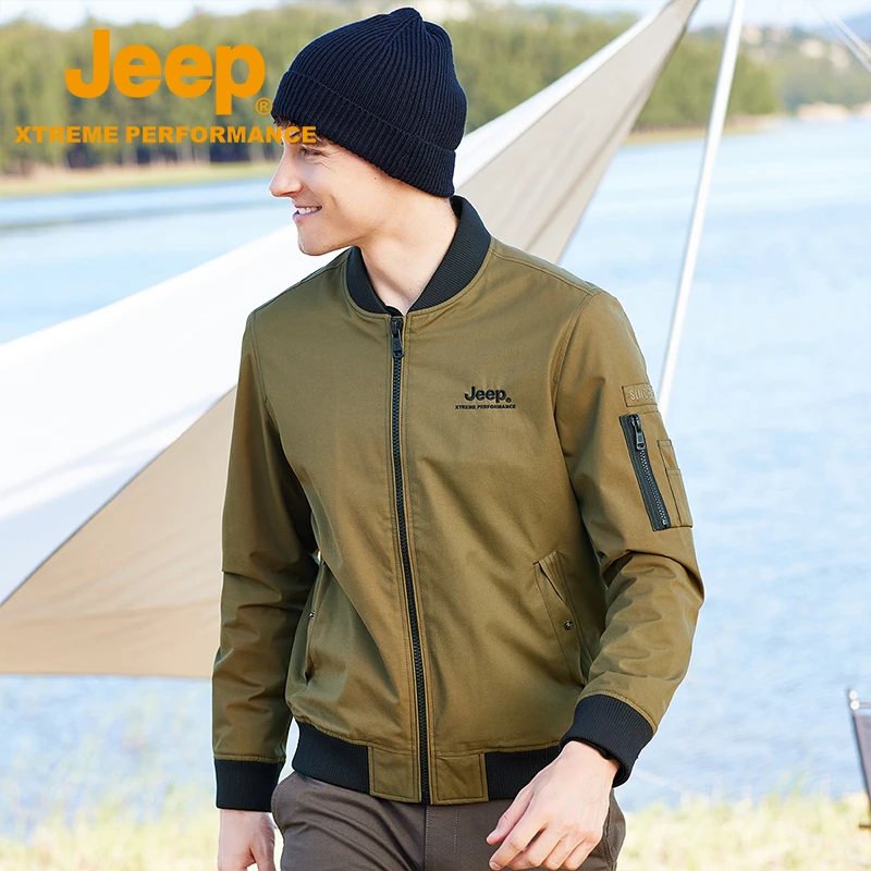 JEEP/吉普秋冬户外男士茄克休闲透气运动百搭保暖飞行员棒球服
