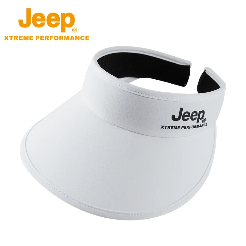 Jeep/吉普户外运动遮阳帽防紫外线50+空顶冰感透气大帽檐配止汗带