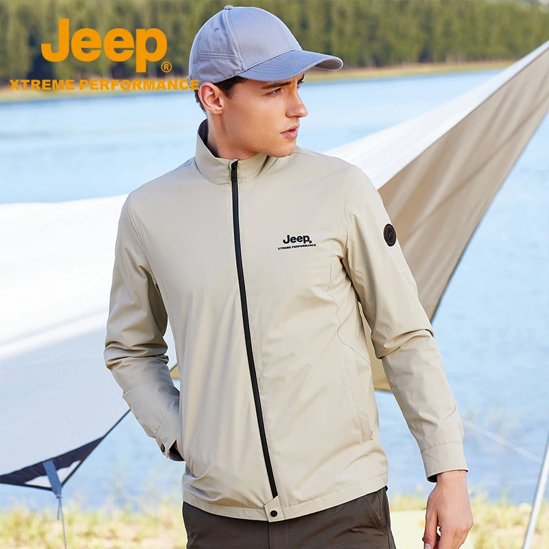 JEEP/吉普春秋防泼水外套户外防风保暖休闲上衣尼龙飞行夹克男装