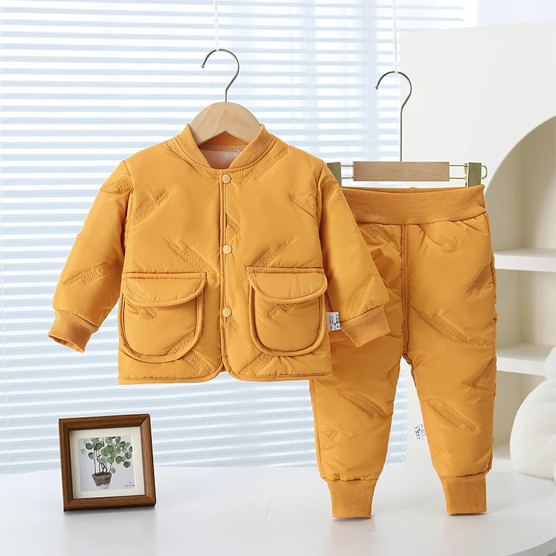 儿童棉服套装秋冬款男女童加厚棉衣棉裤外穿中小童保暖夹棉两件套