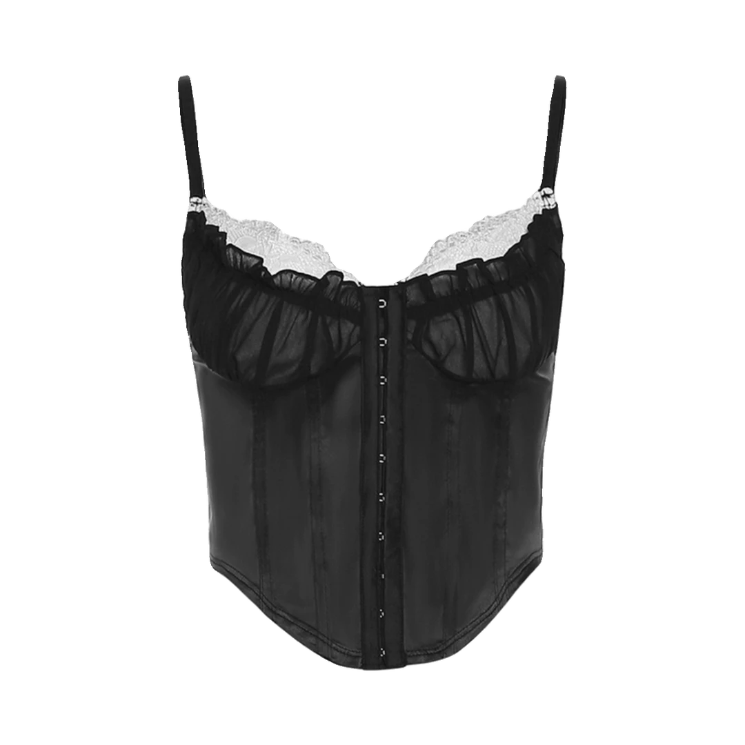 I.THE 性感辣妹纯欲蕾丝排扣短款吊带上衣修身收腰背心女内搭夏