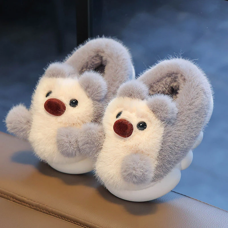 秋冬季儿童棉拖鞋男女童小孩室内防滑毛毛绒保暖卡通宝宝包跟棉鞋