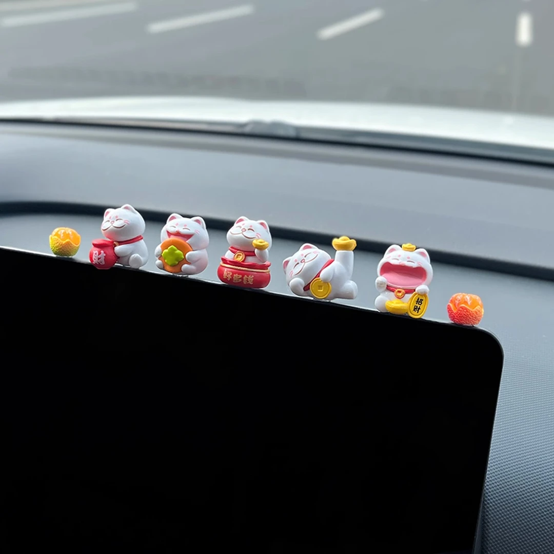 新款网红可爱招财猫小摆件治愈系屏幕小巧中控台摆件屏幕微景观..