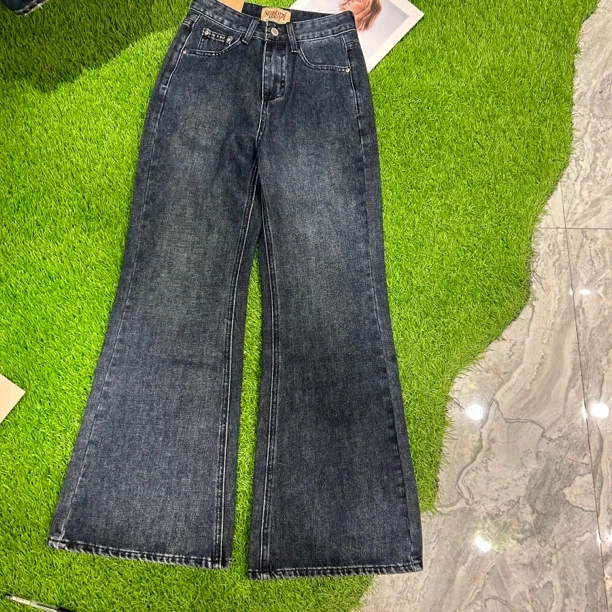 《蟹老板》复古蓝喇叭裤66806-3