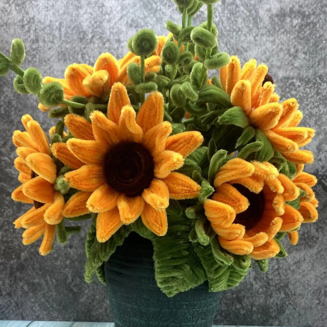 小向日葵花束材料包呦呦虎可选手工扭扭棒diy组合毛绒条毛根毛棒