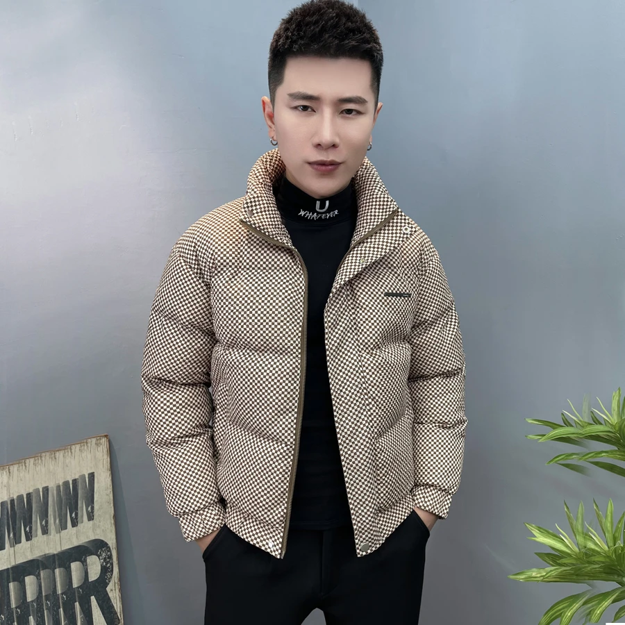 冬季新款棉服男加厚保暖外套男装设计感撞色潮流痞帅修身棉衣