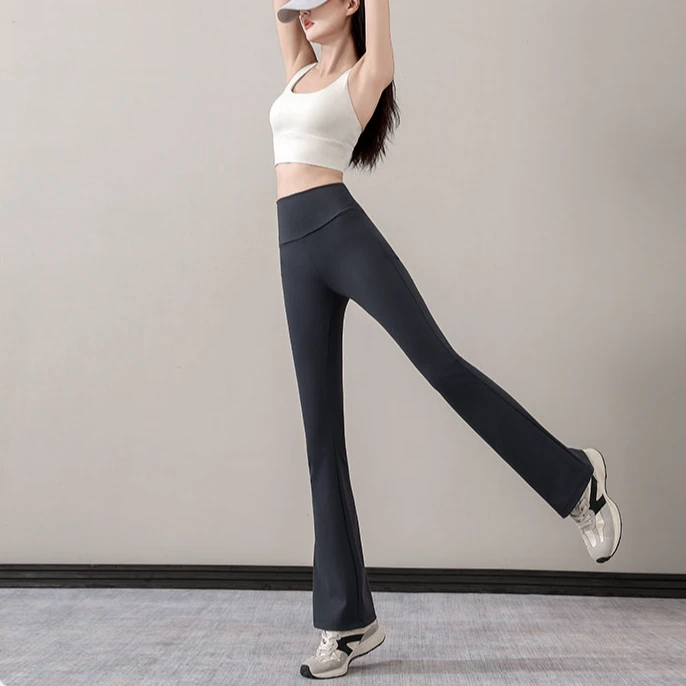 运动健身瑜伽裤女高腰2025新款休闲高级感瑜伽服微喇叭长裤显瘦