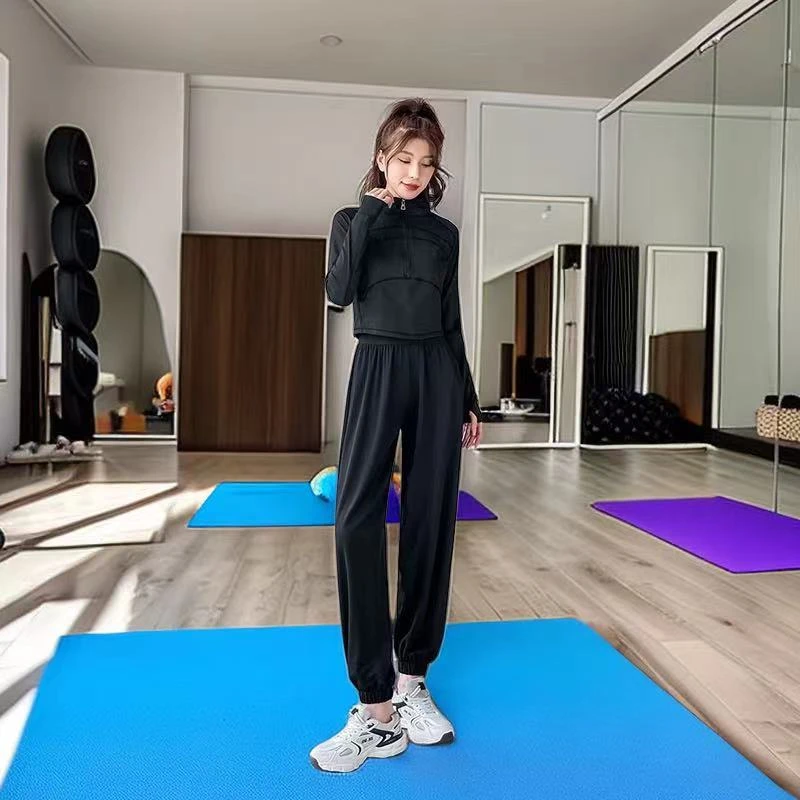 洋气运动套装女春夏2025新款小个子晨跑宽松运动服套装女健身微胖