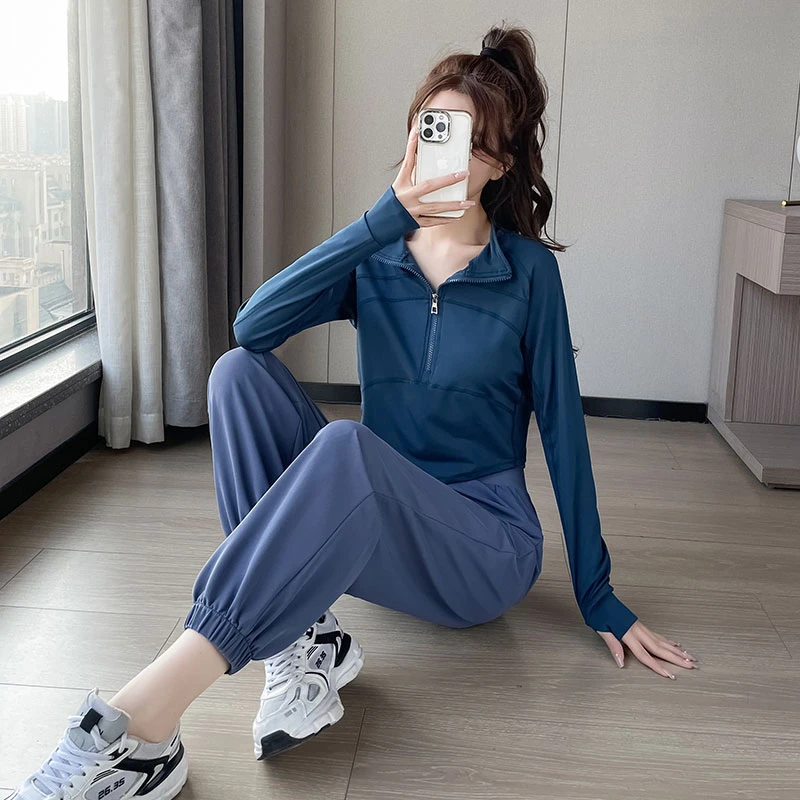 瑜伽服套装高腰运动速干夏季运动套装瑜伽裤弹力高腰夏季薄款宽松