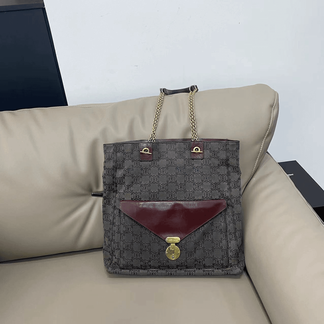 95新 Celine/思琳 大有中古/Celine瑟琳老花帆布单肩包/77505