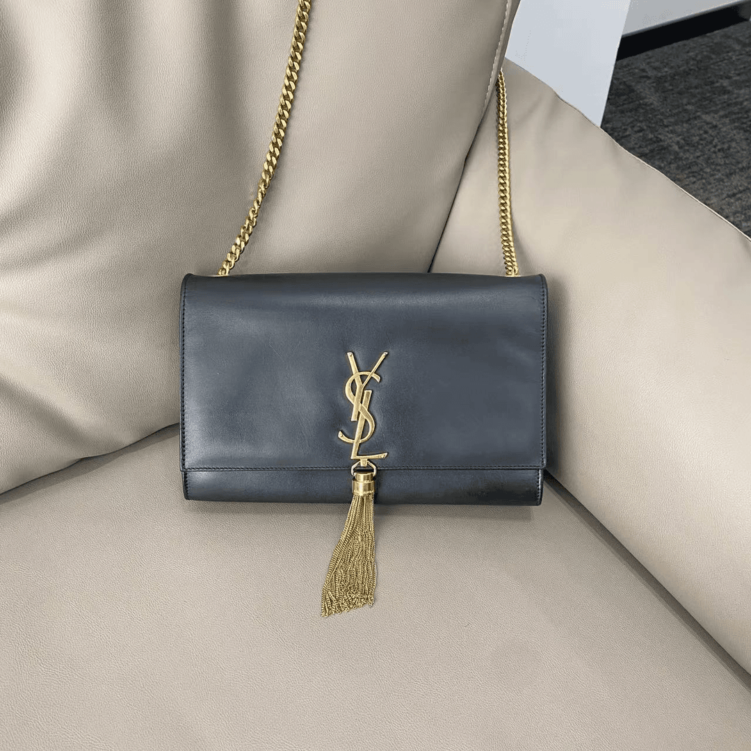 95新 YSL/圣罗兰 大有/YSL黑金流苏单肩包/QY0137