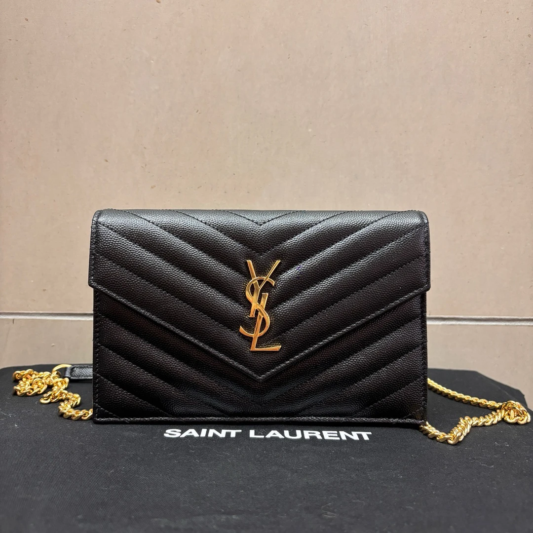 95新 YSL/圣罗兰 YSL单肩 流苏链条鱼子酱小号
