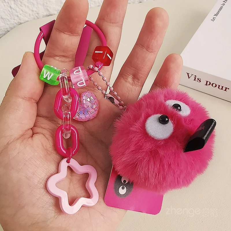 毛绒煤球圈圈挂件夹片式手机挂绳包包车钥匙扣挂件多用可捏解压