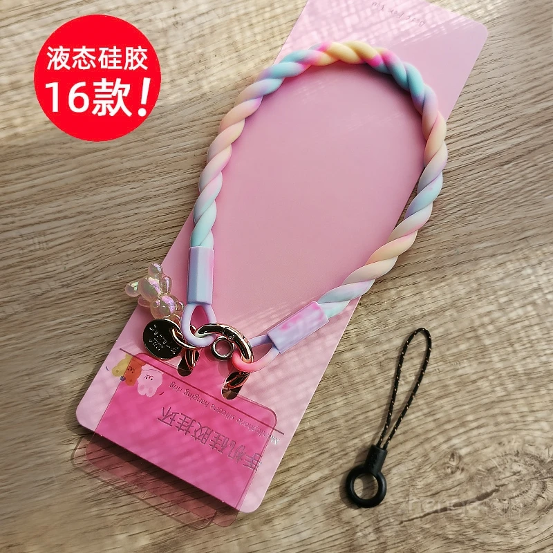 液态硅胶短款手机ins挂绳手绳手腕挂件腕带挂链粗版贴片夹片挂饰