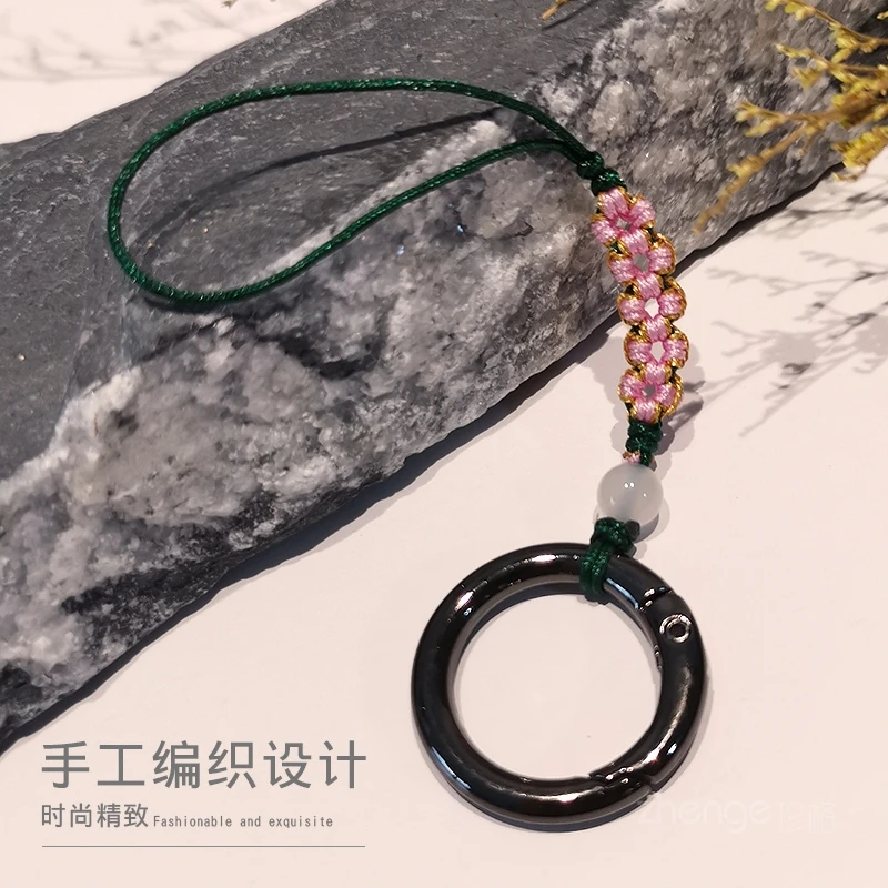桃花结指环手机挂绳古风手机壳手指小吊绳男女手提挂饰手工编织绳
