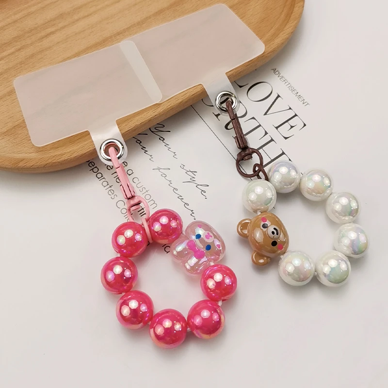 手机挂绳短款手指扣手工串珠炫彩圆珠子绕指柔女款挂件手捻挂饰通