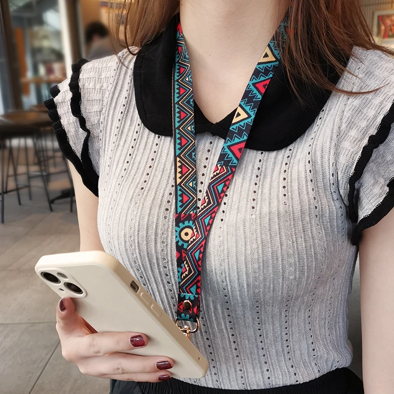 手机挂绳挂脖带夹片复古风防丢吊绳不勒脖子长款宽带子手机壳通用