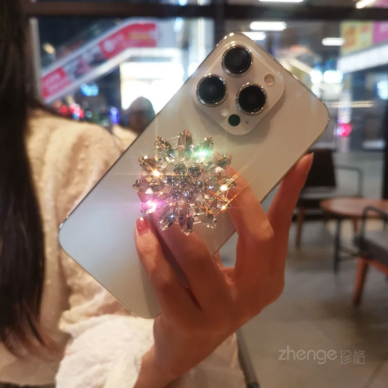 水晶宝石花伸缩支架手机指环扣懒人神器办公室居家追剧轻松支撑