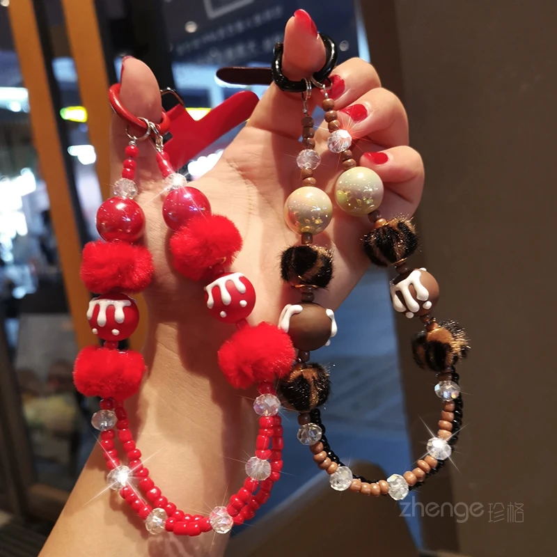 串珠手链ins手机挂绳女款手提挂手腕手机挂饰挂链绳短款时尚