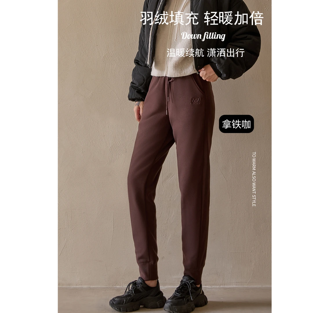 羊毛蚕丝羽绒裤三防面料加绒加厚冬季百搭舒适保暖长裤KZ579