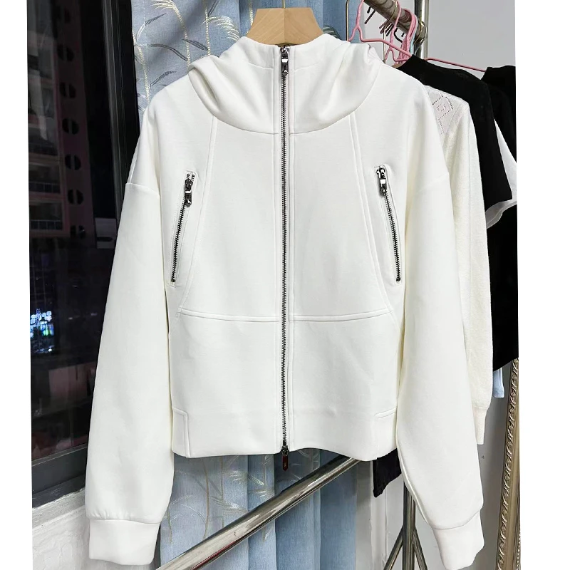空气棉连帽卫衣女2025春季新款柔软舒适拉链开衫上衣