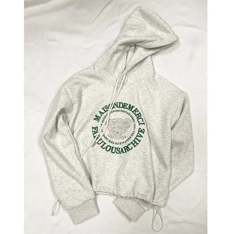 2025新款美式慵懒连帽卫衣复古高级感上衣连帽印花卫衣女秋冬