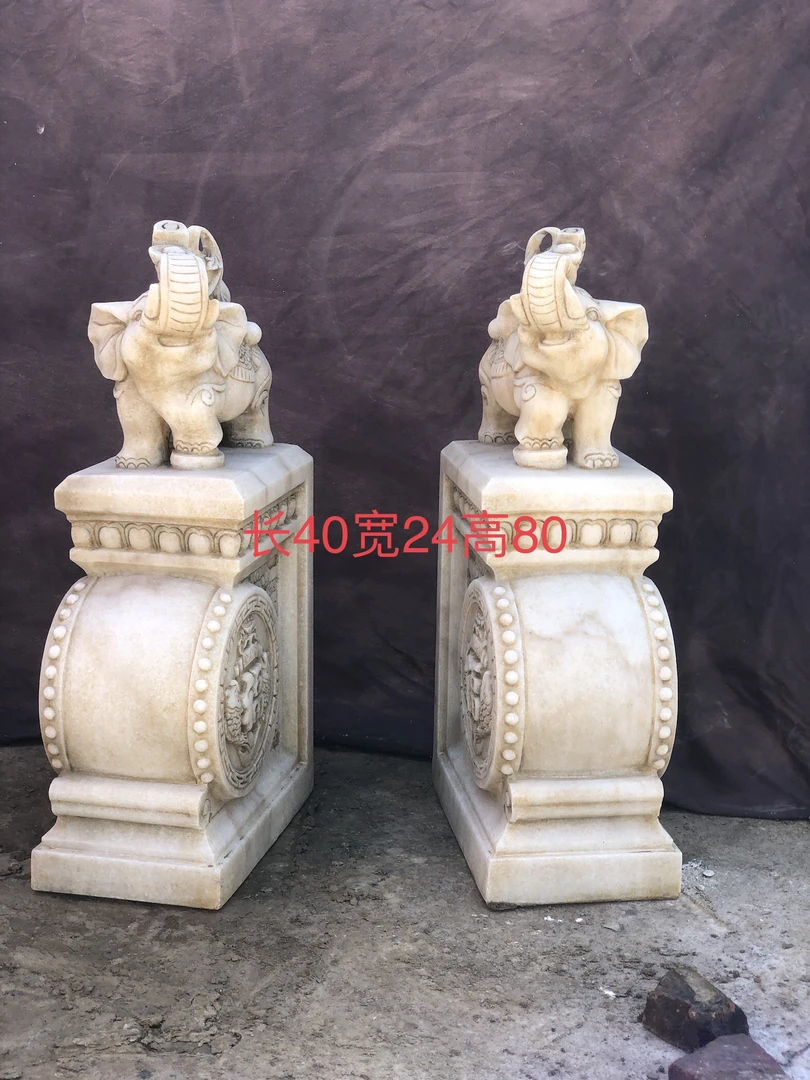 汉白玉：小象门墩