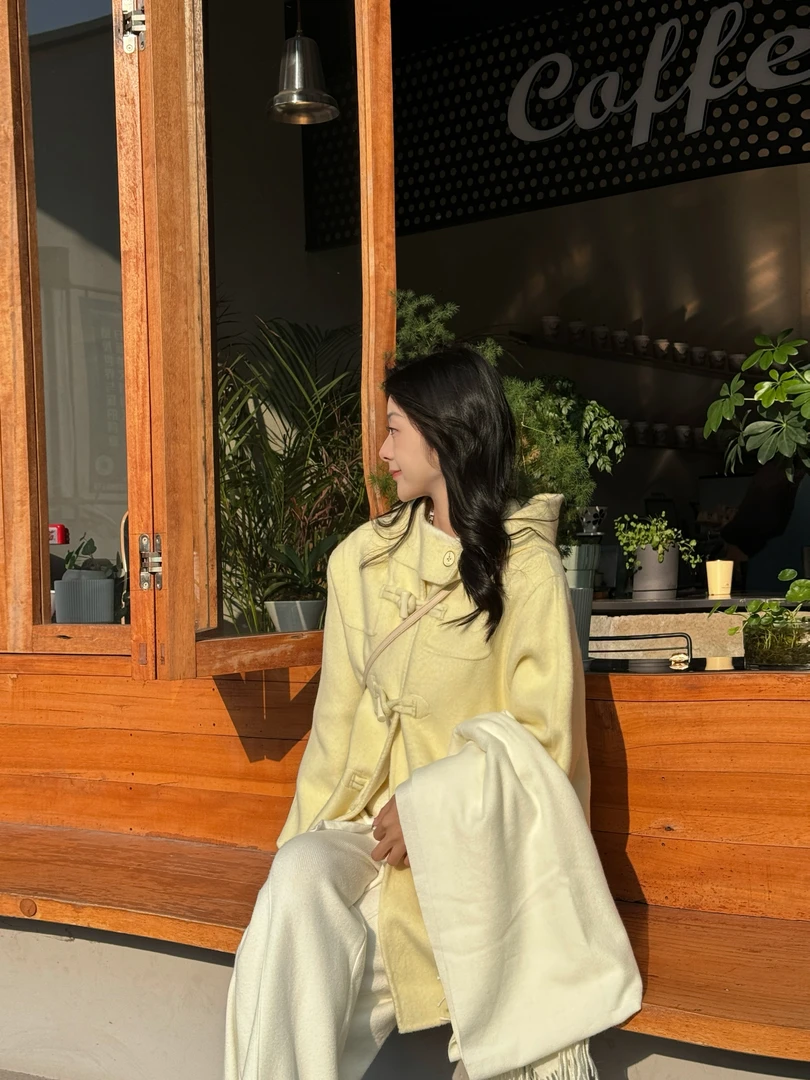 DA BAO【岛屿泡泡】2024秋冬韩版小个子连帽大衣8869