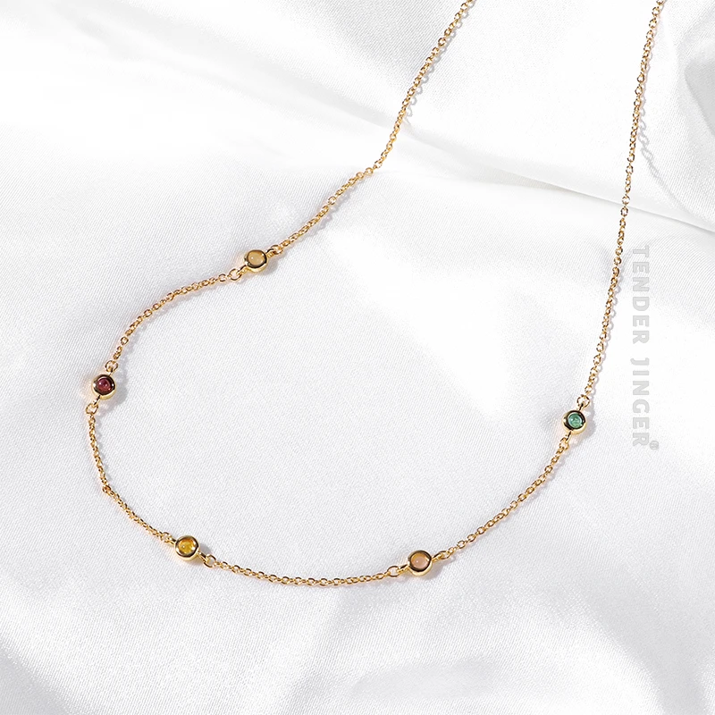 铜合金项链 五彩星恋五芒星项链轻奢高级设计感时尚气质